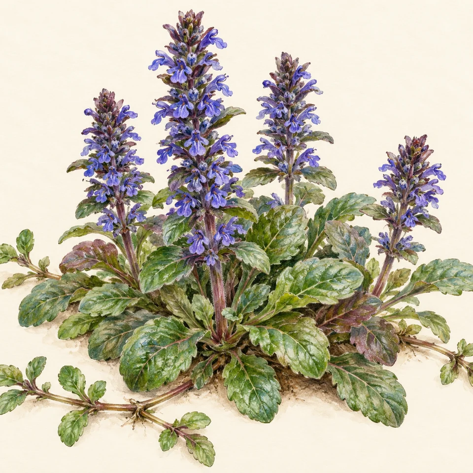 Ajuga reptans — Detail from the same Ajuga reptans illustration.