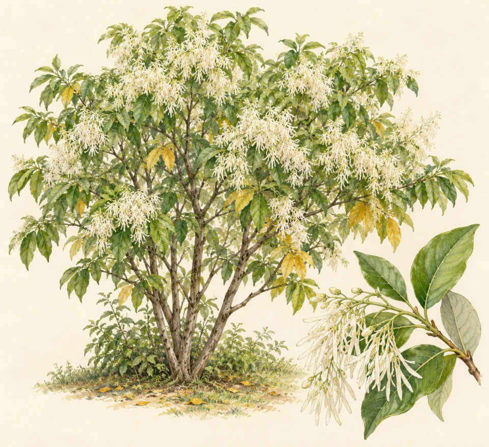 Chionanthus virginicus — Illustration of white fringetree: a representative form, with cultivar and growing conditions still to check.