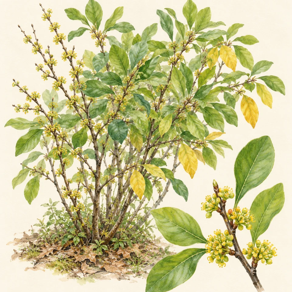 Lindera benzoin — Detail from the same Lindera benzoin illustration.
