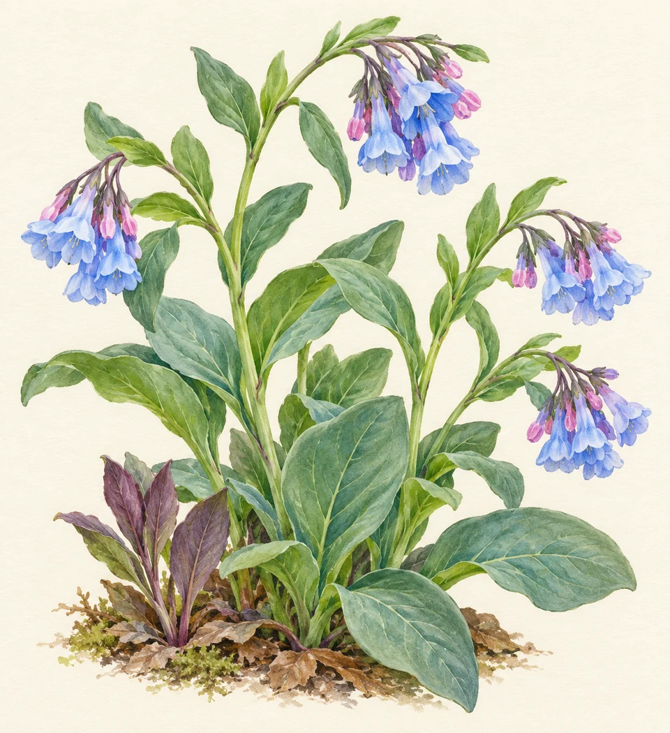 Mertensia virginica — Illustration of virginia bluebells: a representative form, with cultivar and growing conditions still to check.