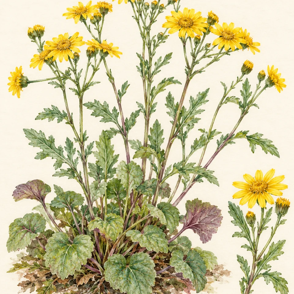 Packera aurea — Detail from the same Packera aurea illustration.