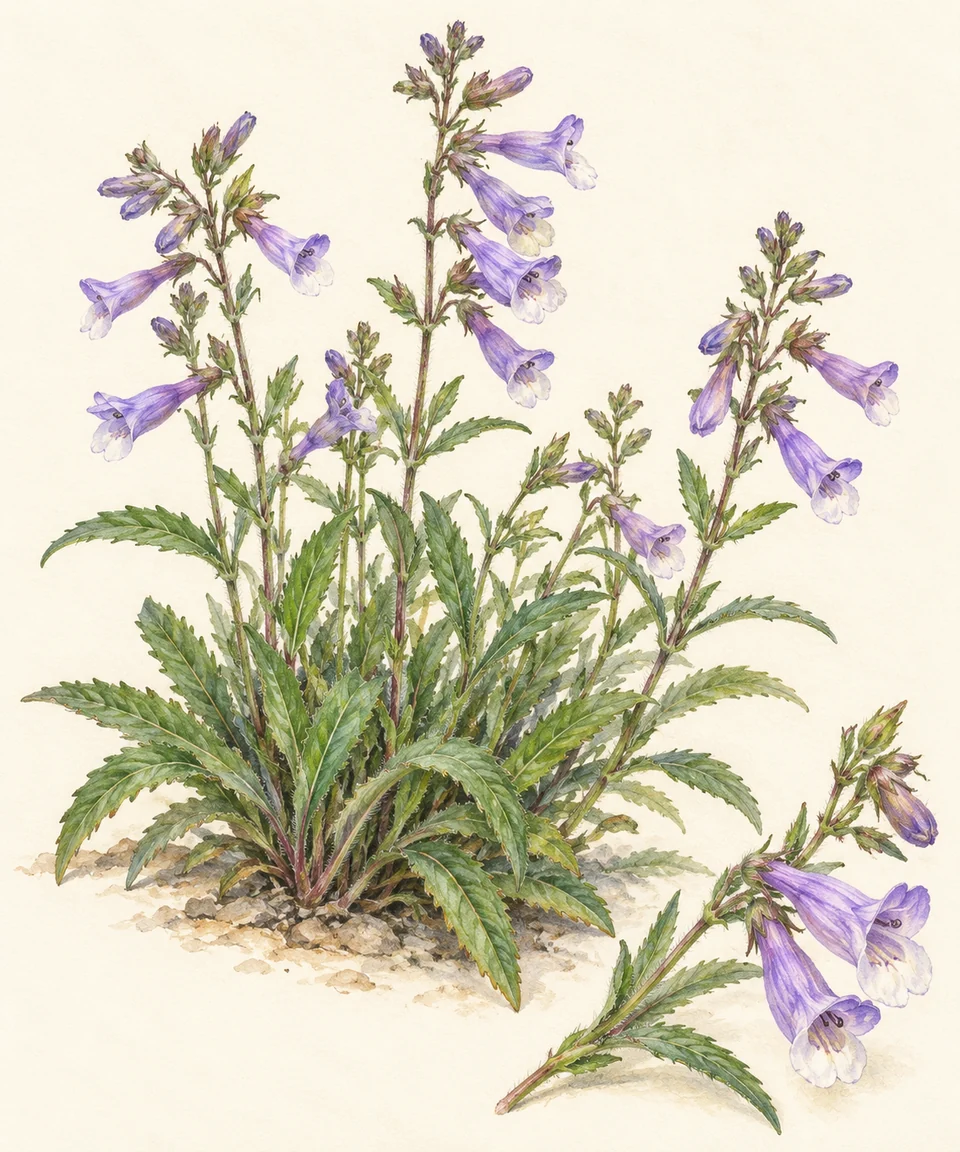 Penstemon hirsutus — Illustration of hairy beardtongue: a representative form, with cultivar and growing conditions still to check.