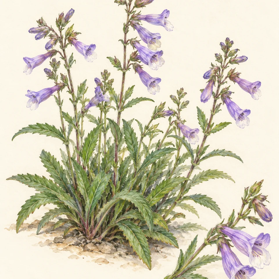 Penstemon hirsutus — Detail from the same Penstemon hirsutus illustration.