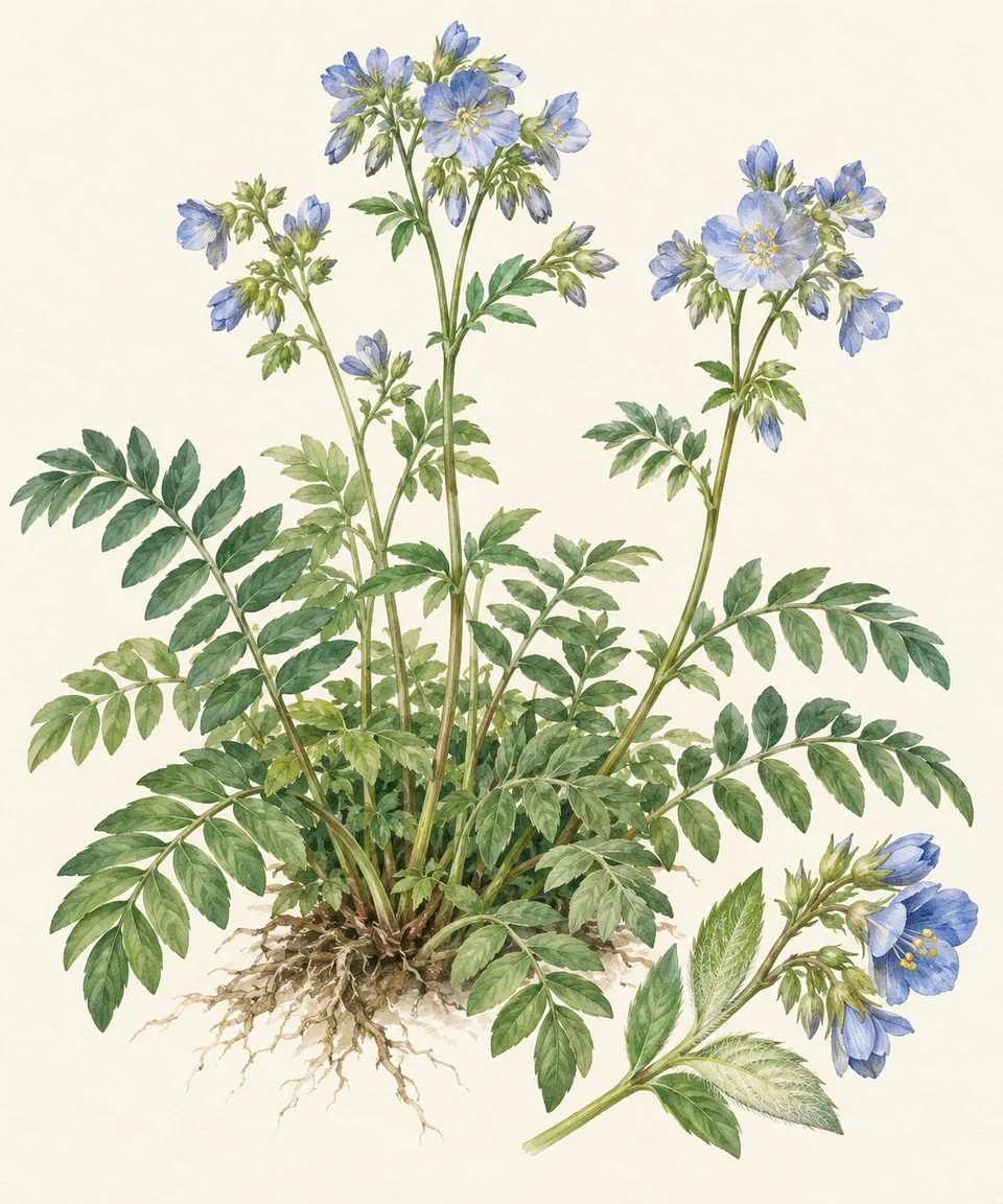 Polemonium reptans — Illustration of spreading jacob’s ladder: a representative form, with cultivar and growing conditions still to check.