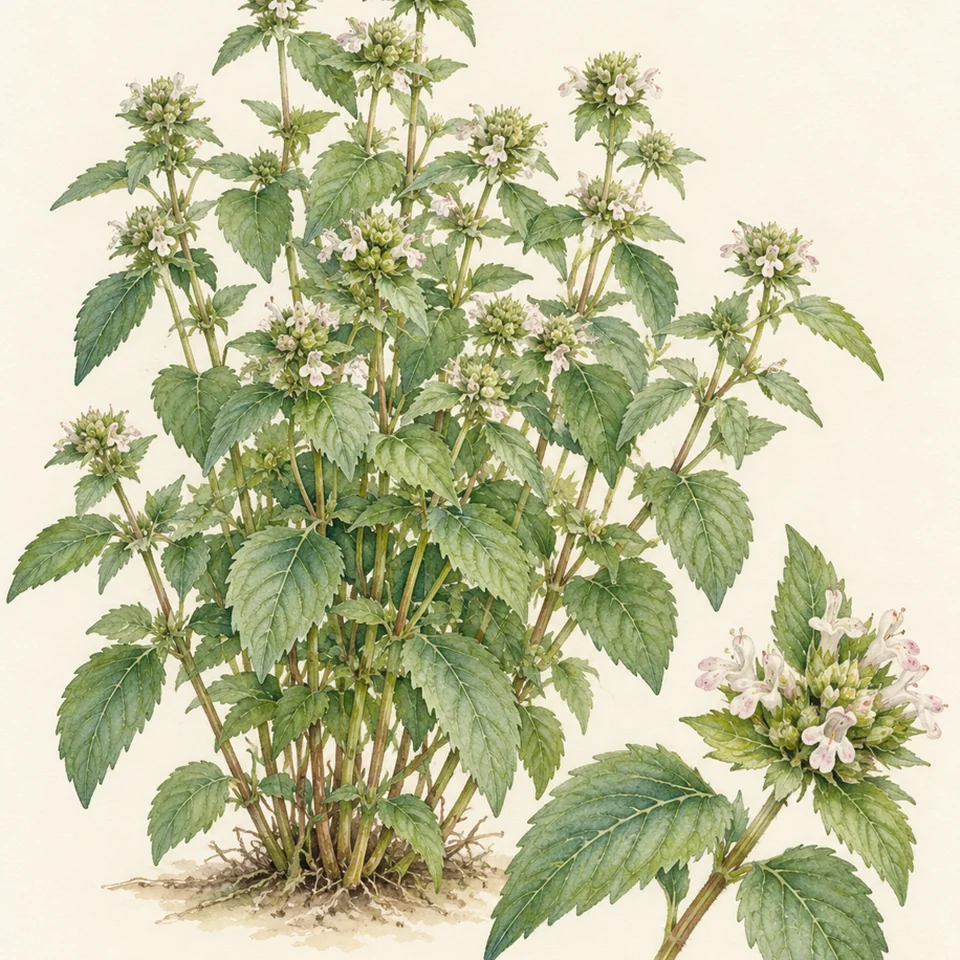 Pycnanthemum muticum — Detail from the same Pycnanthemum muticum illustration.